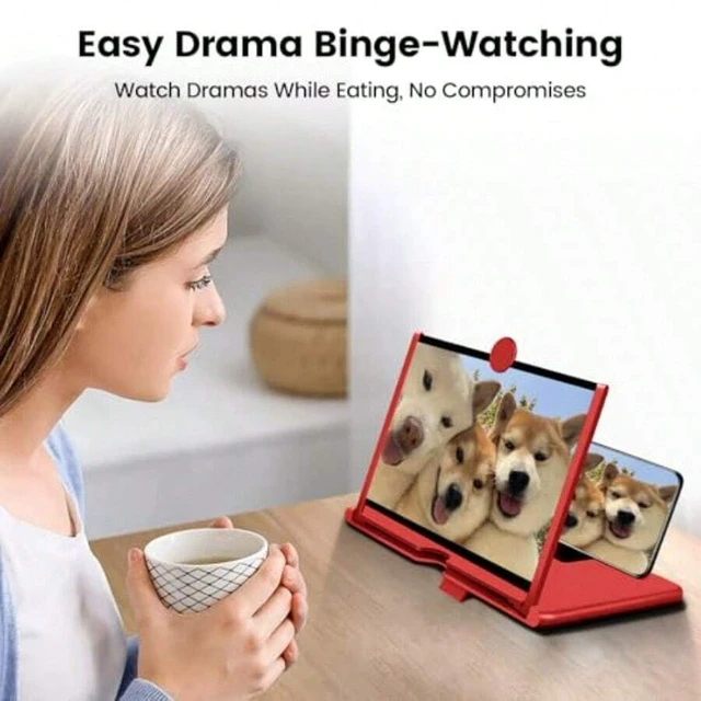 Alt view image 6 of 7 - Bks Adjustable Solid Color 10 Inch HD Phone Magnifier Screen Expander With Foldable Stand For Travel Movie Amplifier Enlarger For Elderly Red