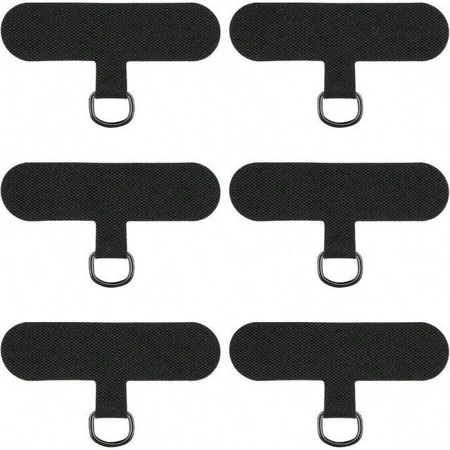 Main image of Bks 6 Pack Phone Tether Tabs Durable Universal Strap Patch Pad for All Full Cases Black Thinner