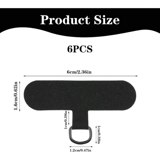 Alt view image 2 of 7 - Bks 6 Pack Phone Tether Tabs Durable Universal Strap Patch Pad for All Full Cases Black Thinner