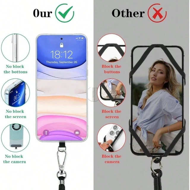 Alt view image 4 of 7 - Bks 6 Pack Phone Tether Tabs Durable Universal Strap Patch Pad for All Full Cases Black Thinner