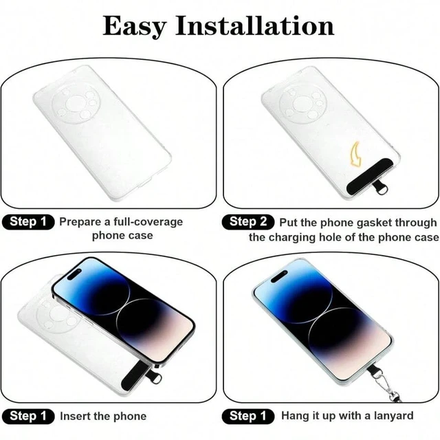 Alt view image 5 of 7 - Bks 6 Pack Phone Tether Tabs Durable Universal Strap Patch Pad for All Full Cases Black Thinner