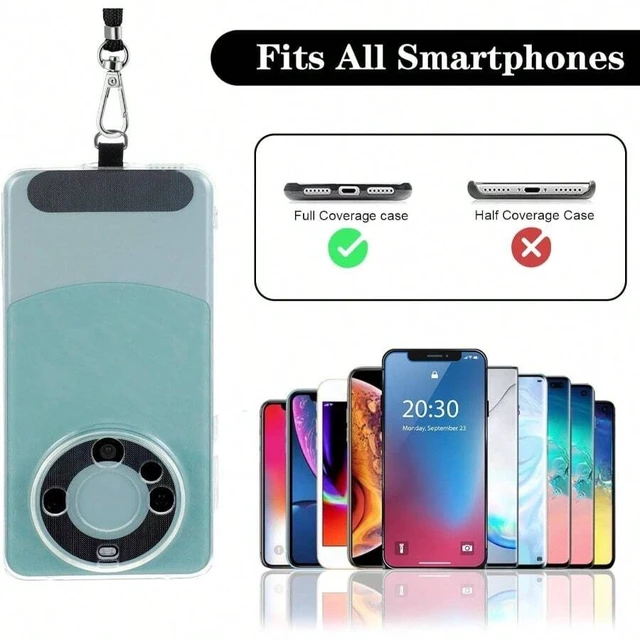 Alt view image 6 of 7 - Bks 6 Pack Phone Tether Tabs Durable Universal Strap Patch Pad for All Full Cases Black Thinner
