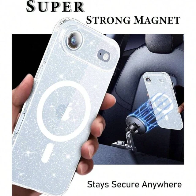 Alt view image 4 of 6 - Bks Clear Glitter Phone Case for iPhone Air 6.5 Inch, MagSafe Compatible with Camera Cover and Screen Protector