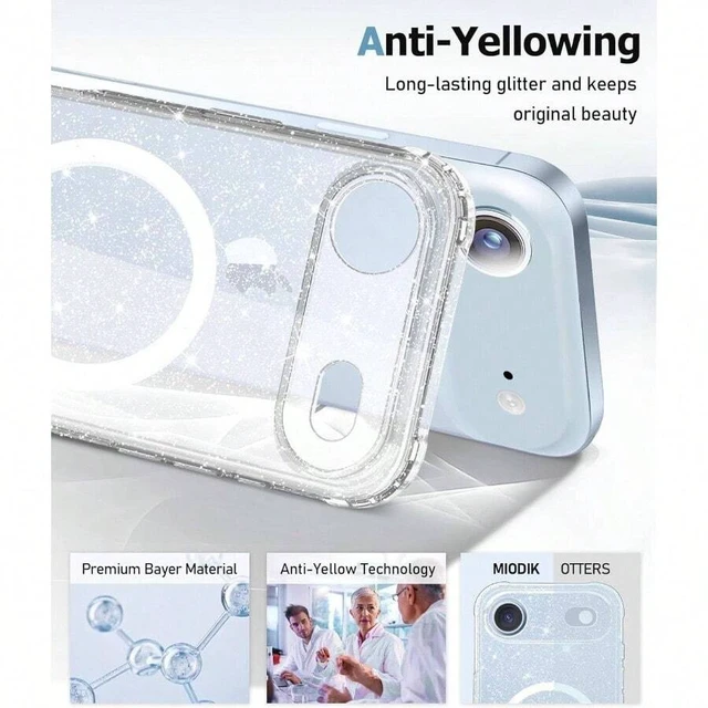 Alt view image 5 of 6 - Bks Clear Glitter Phone Case for iPhone Air 6.5 Inch, MagSafe Compatible with Camera Cover and Screen Protector
