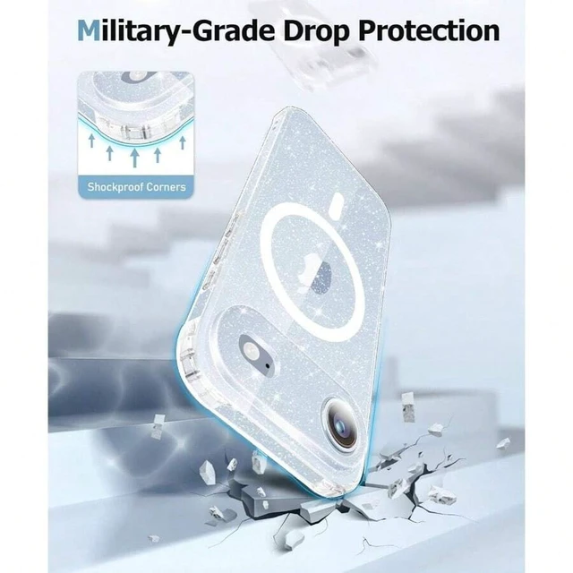 Alt view image 6 of 6 - Bks Clear Glitter Phone Case for iPhone Air 6.5 Inch, MagSafe Compatible with Camera Cover and Screen Protector