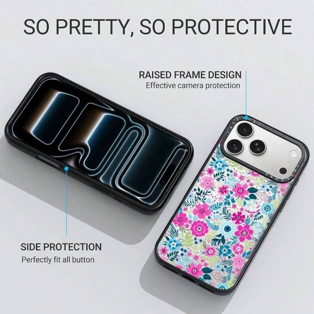 Alt view image 3 of 6 - Bks TPU Phone Case Cover for iPhone 17 Pro Max Floral Design Drop Protection Anti-Yellowing Wireless Charging