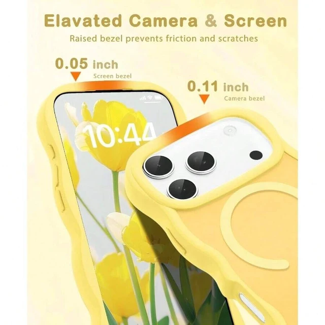Alt view image 5 of 7 - Bks Magnetic Phone Case for iPhone 17 Pro, Wavy Frame Matte Hard Back Silicone Bumper Shockproof Protection with MagSafe Support
