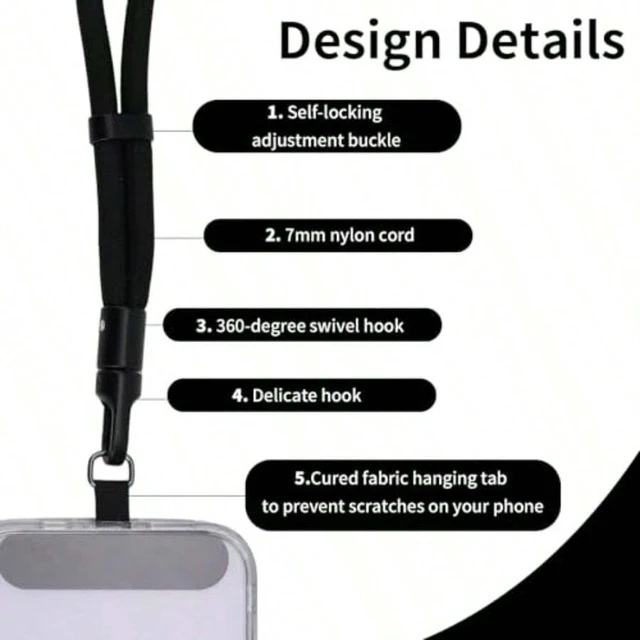 Alt view image 6 of 7 - Bks Adjustable Phone Wrist Strap With Tether Tab Anti-Loss Lanyard for Mobile Devices Polyester