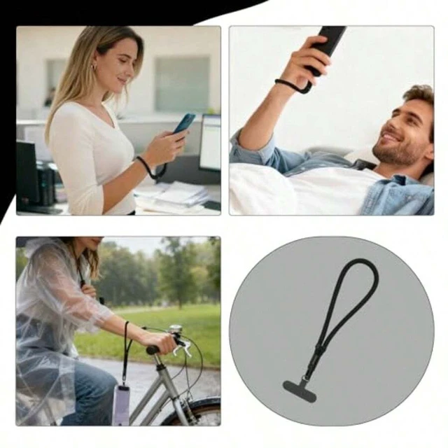Alt view image 7 of 7 - Bks Adjustable Phone Wrist Strap With Tether Tab Anti-Loss Lanyard for Mobile Devices Polyester