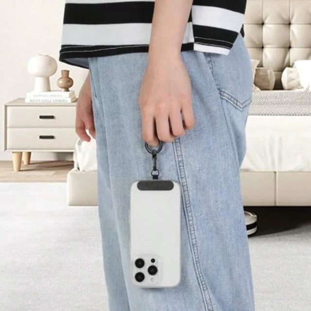 Alt view image 6 of 7 - Bks Metal Phone Lanyard Tab Detachable Spring Ring Tether Strap Patch Ultra-Thin Charging Compatible Hands-Free Holder for Travel Shopping