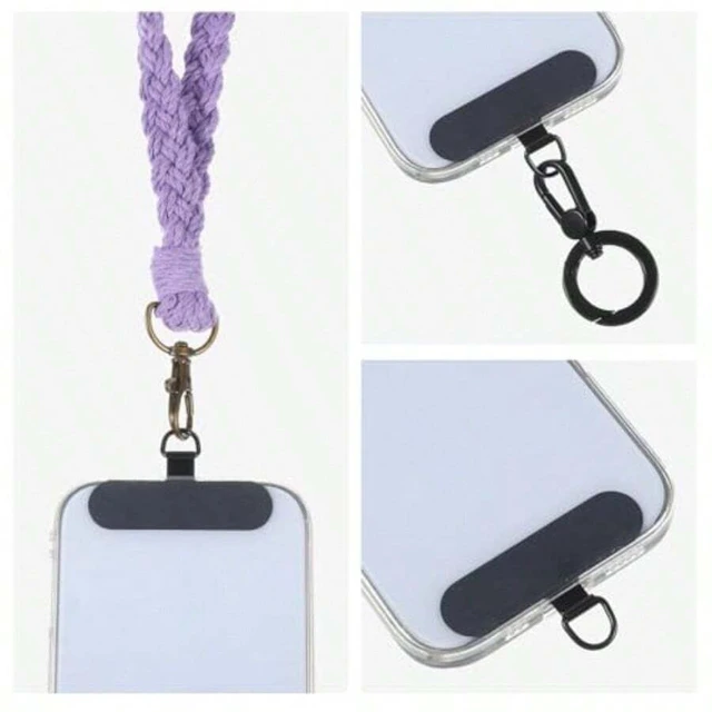 Alt view image 7 of 7 - Bks Metal Phone Lanyard Tab Detachable Spring Ring Tether Strap Patch Ultra-Thin Charging Compatible Hands-Free Holder for Travel Shopping