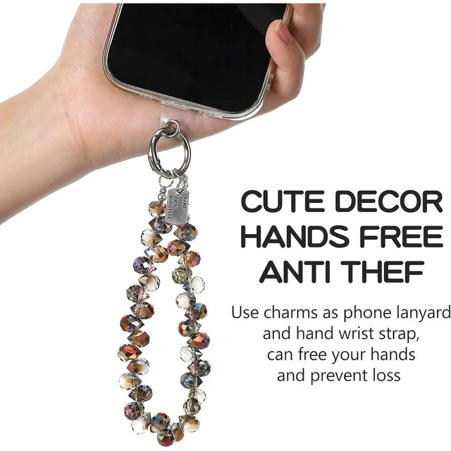 Alt view image 4 of 7 - Bks Amber Beaded Phone Wrist Strap Lanyard Crystal Charm for Android Smartphone Gifts metal