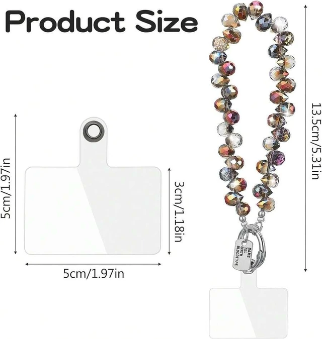 Alt view image 5 of 7 - Bks Amber Beaded Phone Wrist Strap Lanyard Crystal Charm for Android Smartphone Gifts metal
