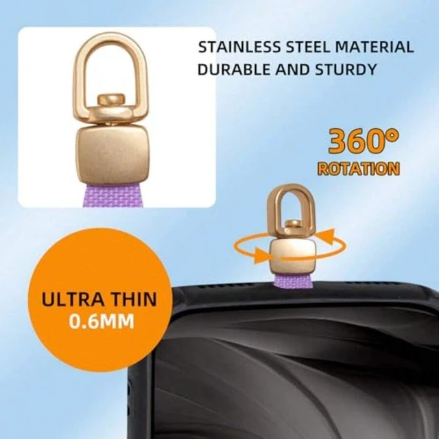 Alt view image 3 of 7 - Bks Cell Phone Tether Tab for iPhone Lanyard Strap Crossbody Replacement Durable Nylon with Metal Clip