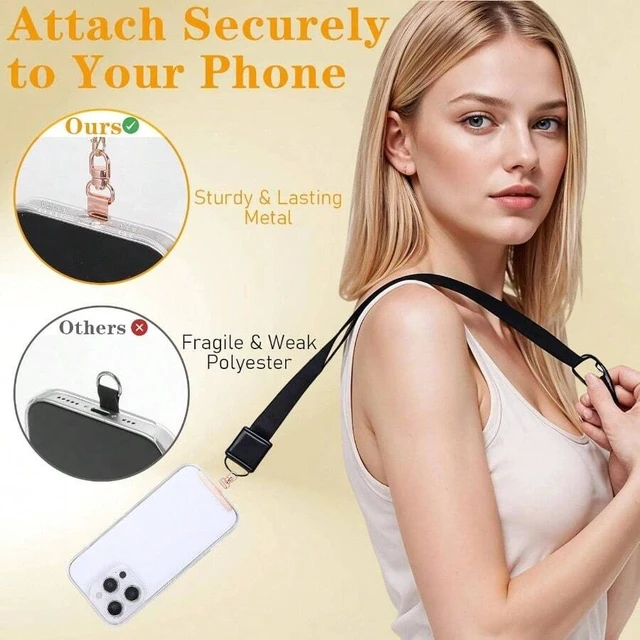 Alt view image 6 of 7 - Bks 4 Pack 360 Rotating Phone Lanyard Tab Universal Metal Holder Adhesive Patch for Smartphone