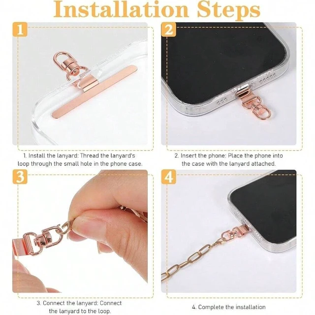 Alt view image 4 of 7 - Bks 4 Pack 360 Rotating Phone Lanyard Tab Universal Metal Holder Adhesive Patch for Smartphone