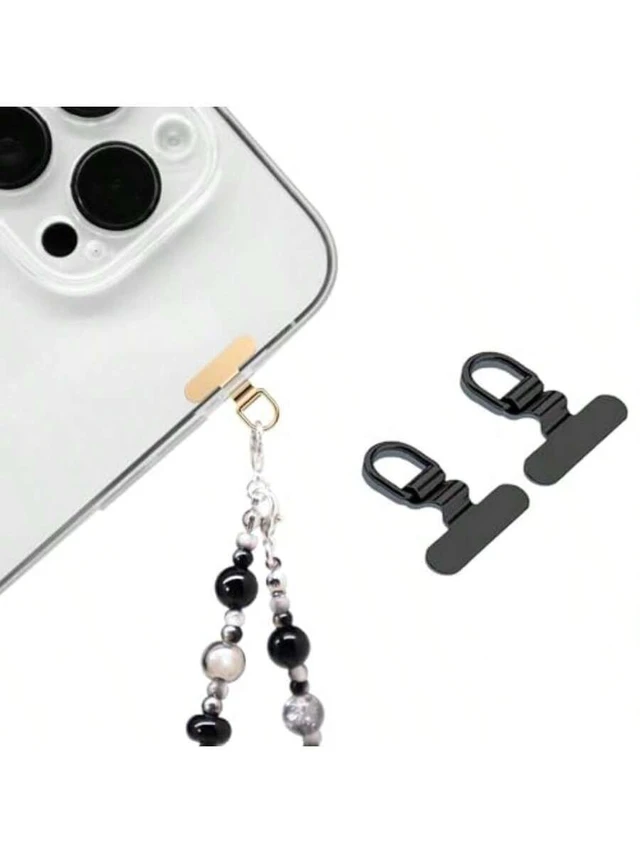 Alt view image 2 of 7 - Bks Stainless Steel Phone Lanyard Patch for iPhone 17 Pro Max Samsung S25 Ultra Silent Hole Strap Adapter Replacement - 2 Pack Black