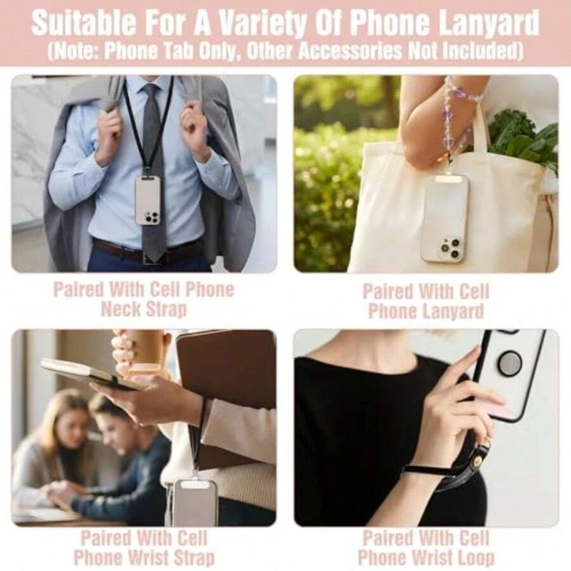 Alt view image 6 of 7 - Bks 4 Pack 360 Rotating Phone Lanyard Patch Stainless Steel Universal Strap Replacement Without Adhesive For All Full Cases