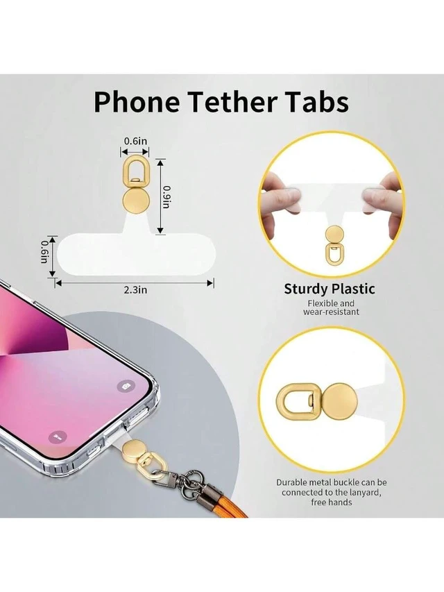 Alt view image 3 of 7 - Bks 360 Rotatable Phone Tether Tab, 3 Pack Universal Lanyard Patch Without Adhesive for Cell Phone Case Transparent