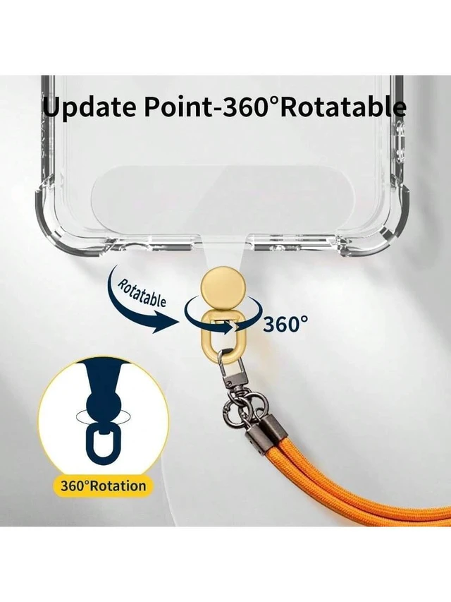 Alt view image 4 of 7 - Bks 360 Rotatable Phone Tether Tab, 3 Pack Universal Lanyard Patch Without Adhesive for Cell Phone Case Transparent