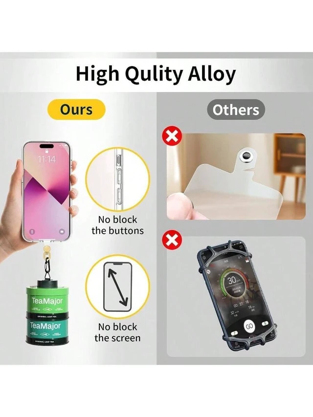 Alt view image 7 of 7 - Bks 360 Rotatable Phone Tether Tab, 3 Pack Universal Lanyard Patch Without Adhesive for Cell Phone Case Transparent