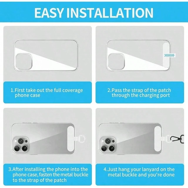 Alt view image 6 of 7 - Bks 2 Pack Phone Tether Tab Lanyard Patch Without Adhesive for Android Smartphone Full Cases White
