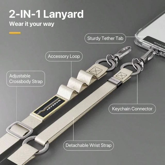 Alt view image 5 of 7 - Bks 2-in-1 Cell Phone Lanyard Crossbody Wrist Strap with Tether Loop Keychain Anti Theft Travel Compatible Most Smartphones Black Starlight
