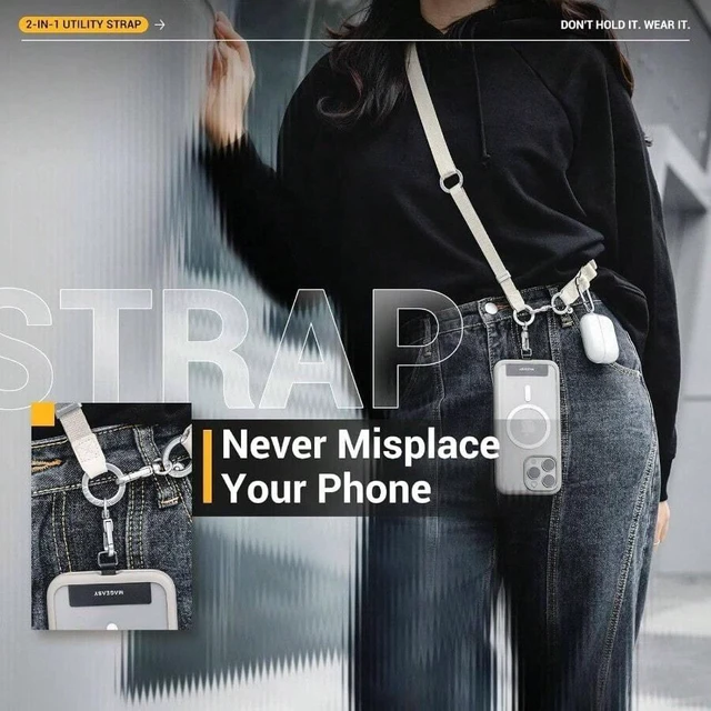 Alt view image 4 of 7 - Bks 2-in-1 Cell Phone Lanyard Crossbody Wrist Strap with Tether Loop Keychain Anti Theft Travel Compatible Most Smartphones Black Starlight