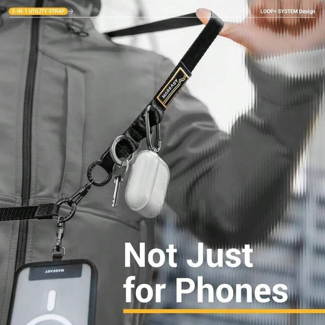 Alt view image 7 of 7 - Bks 2-in-1 Cell Phone Lanyard Crossbody Wrist Strap with Tether Loop Keychain Anti Theft Travel Compatible Most Smartphones Black Starlight