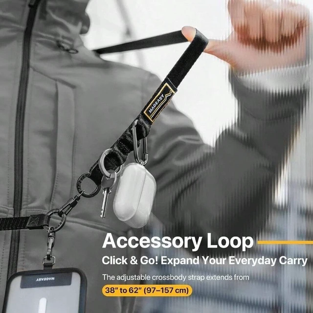 Alt view image 6 of 7 - Bks 2-in-1 Cell Phone Lanyard Crossbody Wrist Strap with Tether Loop Keychain Anti Theft Travel Compatible Most Smartphones Black Starlight