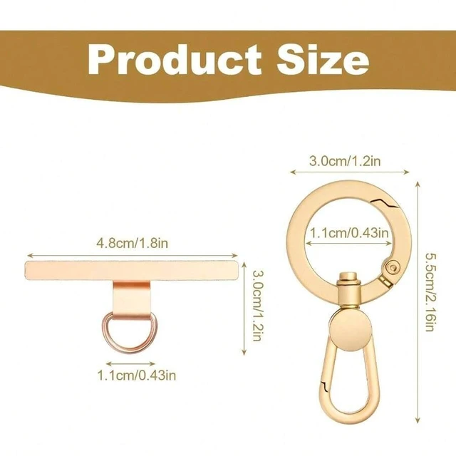 Alt view image 2 of 7 - Bks 2Pcs Gold Stainless Steel Phone Lanyard Tabs 360 Rotatable Universal Cell Strap Attachment