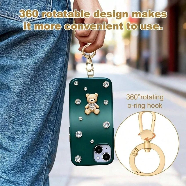 Alt view image 6 of 7 - Bks 2Pcs Gold Stainless Steel Phone Lanyard Tabs 360 Rotatable Universal Cell Strap Attachment