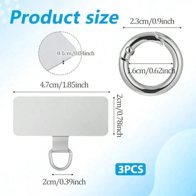 Alt view image 3 of 7 - Bks 3PCS Stainless Steel Phone Lanyard Pads with Spring Rings Universal Replacement Part for Full Coverage Cases