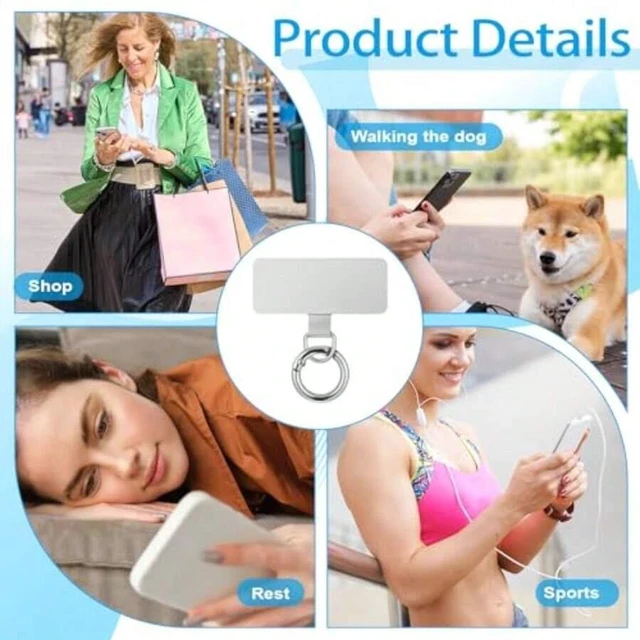 Alt view image 6 of 7 - Bks 3PCS Stainless Steel Phone Lanyard Pads with Spring Rings Universal Replacement Part for Full Coverage Cases