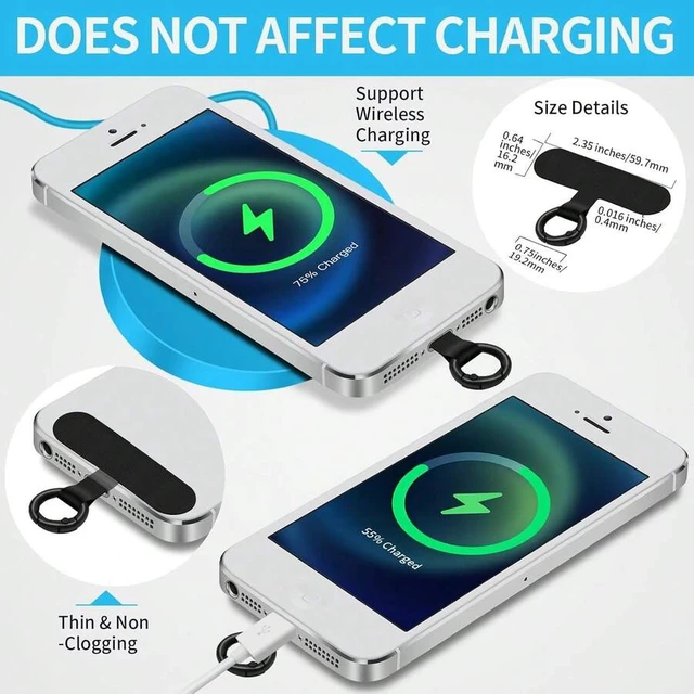 Alt view image 3 of 7 - Bks 2 Pack Phone Tether Tab, Ultra-Thin Lanyard Patch Without Adhesive for Full Coverage Cases