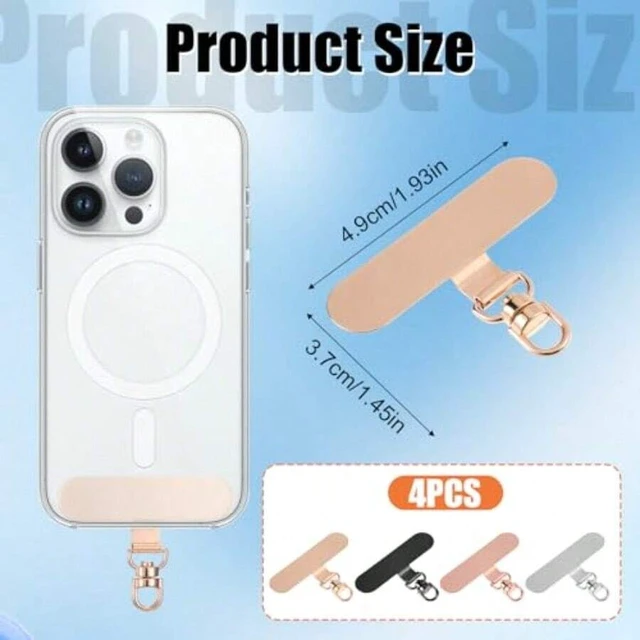 Alt view image 3 of 7 - Bks 4 Pack Phone Tether Tab Universal Lanyard Patch Rotatable 360 Degree Metal Ring for Full Coverage Cases