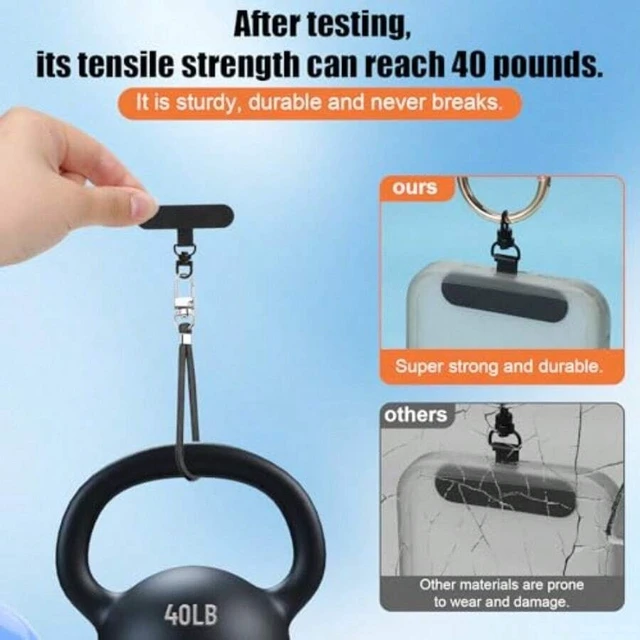Alt view image 4 of 7 - Bks 4 Pack Phone Tether Tab Universal Lanyard Patch Rotatable 360 Degree Metal Ring for Full Coverage Cases