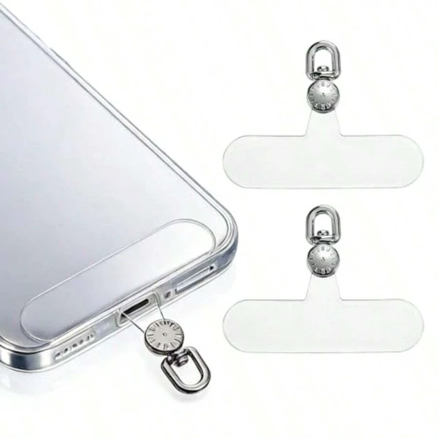 Main image of Bks 2 Pack 360 Rotatable Transparent TPU Phone Lanyard Tab Strap Patch Replacement Part for Mobile Phones Without Adhesive