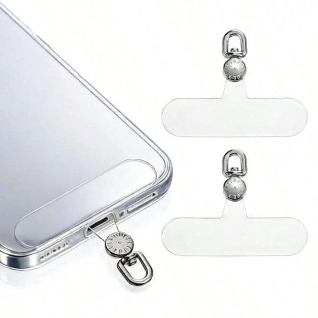 Alt view image 2 of 7 - Bks 2 Pack 360 Rotatable Transparent TPU Phone Lanyard Tab Strap Patch Replacement Part for Mobile Phones Without Adhesive