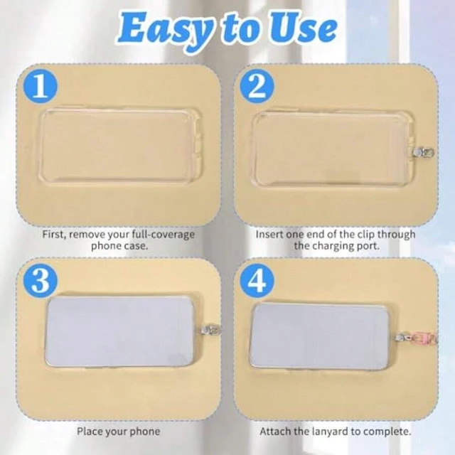 Alt view image 5 of 7 - Bks 2 Pack 360 Rotatable Transparent TPU Phone Lanyard Tab Strap Patch Replacement Part for Mobile Phones Without Adhesive