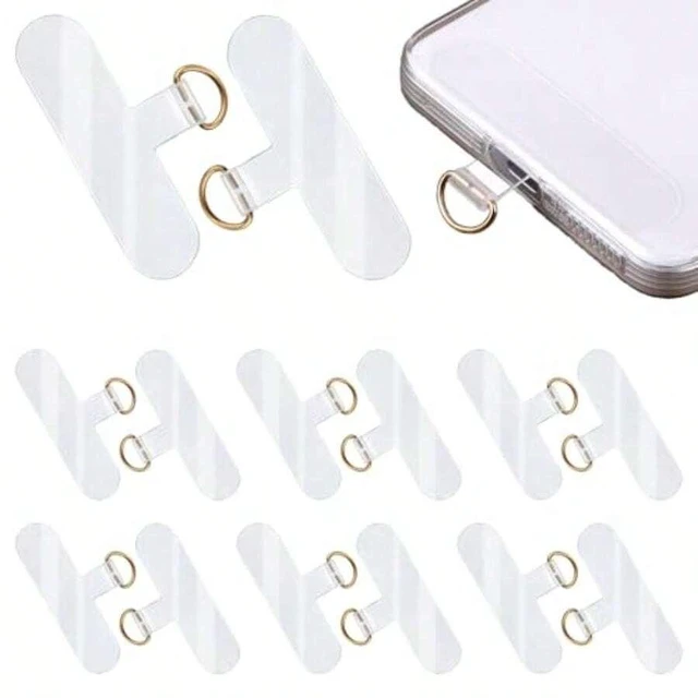 Main image of Bks 12 Pack Universal Phone Lanyard Tabs Clear Strap Holder No Adhesive for Smartphone Case Charging Port Replacement Part