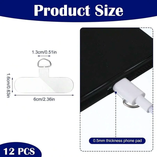 Alt view image 3 of 7 - Bks 12 Pack Universal Phone Tether Tabs Transparent Lanyard Strap Without Adhesive for Android and iPhone Charging Port Compatible