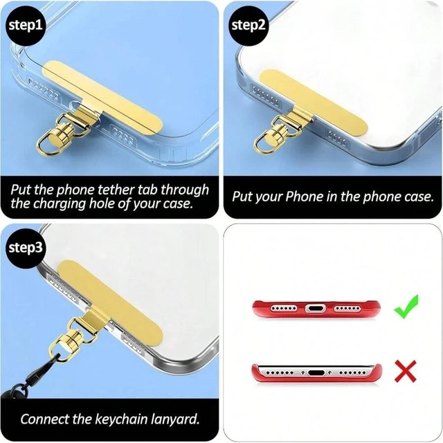 Alt view image 7 of 7 - Bks 360 Rotatable Metal Phone Tether Lanyard Tab for All Full Cases Spring Gift Birthday Alloy