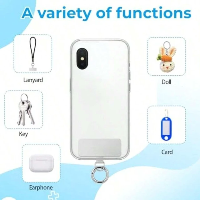 Alt view image 5 of 7 - Bks 3PCS Stainless Steel Phone Lanyard Pads Universal Cellphone Case Replacement with Spring Rings