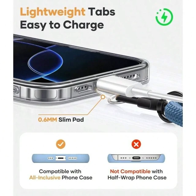 Alt view image 4 of 7 - Bks Blue TPU Phone Lanyard Crossbody Strap with Metal Buckles Adjustable Neck Chain for Smartphones