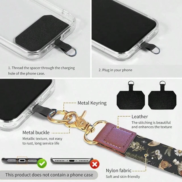 Alt view image 4 of 6 - Bks Adjustable Cell Phone Lanyard Crossbody Strap Neck Wristlet Case Holder for iPhone Android