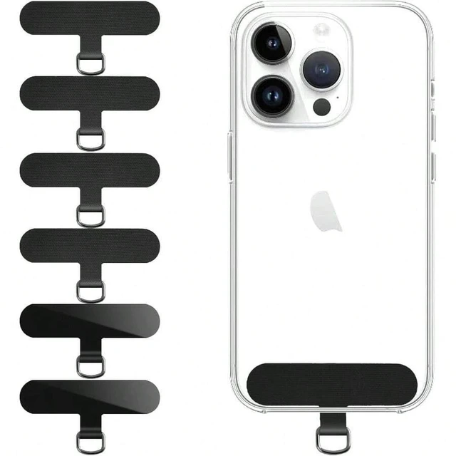 Alt view image 2 of 7 - Bks Phone Tether Tab, 6 Pack Ultra Durable Lanyard Wrist Strap for Full Phone Cases Black Tabs