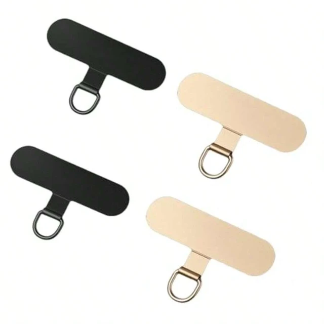 Main image of Bks 4 Pcs Phone Lanyard Patch Safety Tether Tab for iPhone Case Strap Replacement Part Gold Black