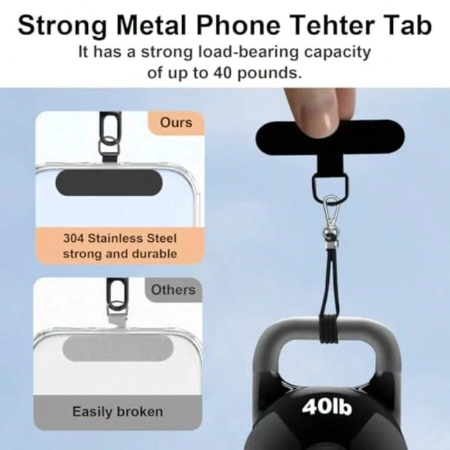 Alt view image 3 of 7 - Bks 4 Pcs Phone Lanyard Patch Safety Tether Tab for iPhone Case Strap Replacement Part Gold Black