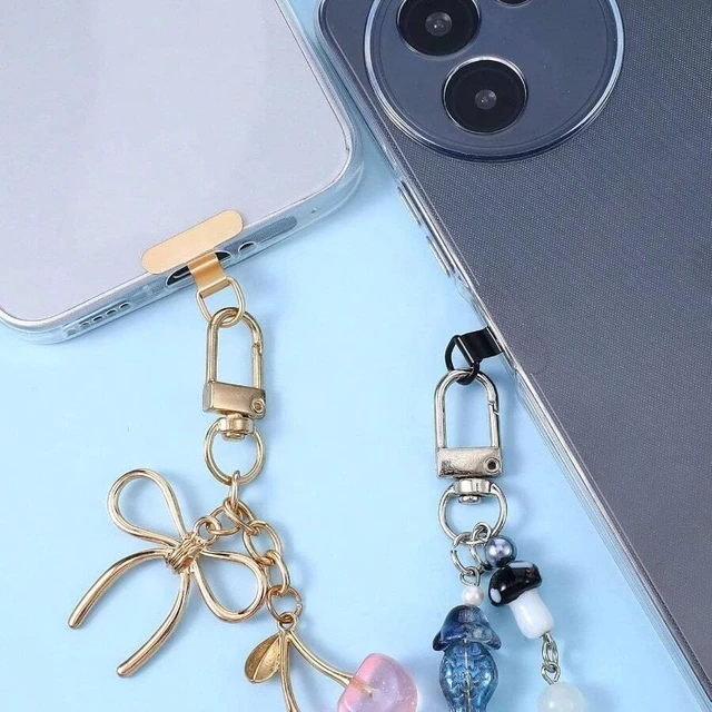Alt view image 3 of 7 - Bks 2PCS Alloy Metal Phone Lanyard Tab Patch Universal Crossbody Wristband for All Cases Black